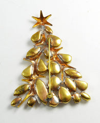 Christmas Tree Clear Rhinestone Star Pin Brooch - Vintage Lane Jewelry - 3