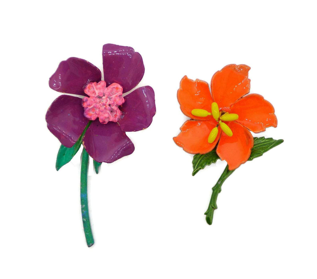 Polka Dots Flowers Enamel Flower Lot - Vintage Lane Jewelry