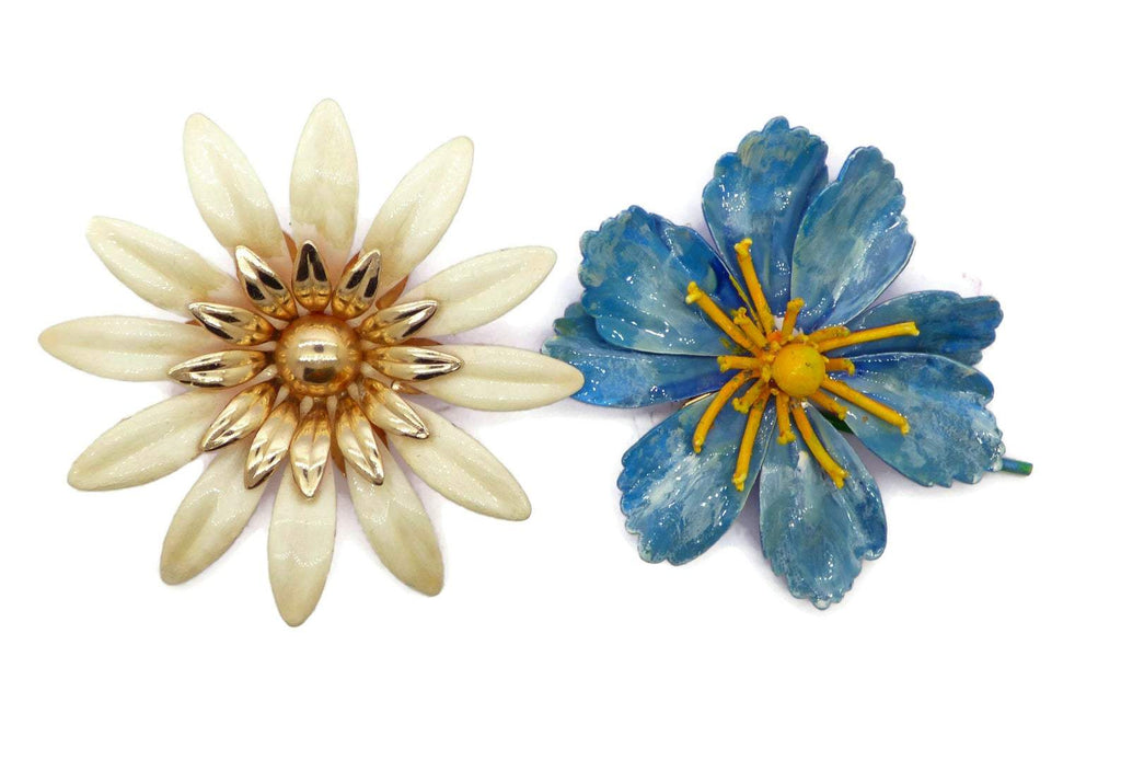 Polka Dots Flowers Enamel Flower Lot - Vintage Lane Jewelry