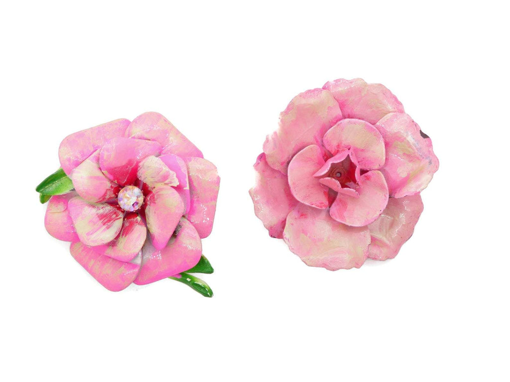 Pink and White Flowers Enamel Flower Lot - Vintage Lane Jewelry