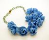 Blue Roses Early Plastic Celluloid Chain Necklace - Vintage Lane Jewelry