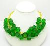 Bakelite Green Prystal Cubes Celluloid Chain Drop Necklace - Vintage Lane Jewelry