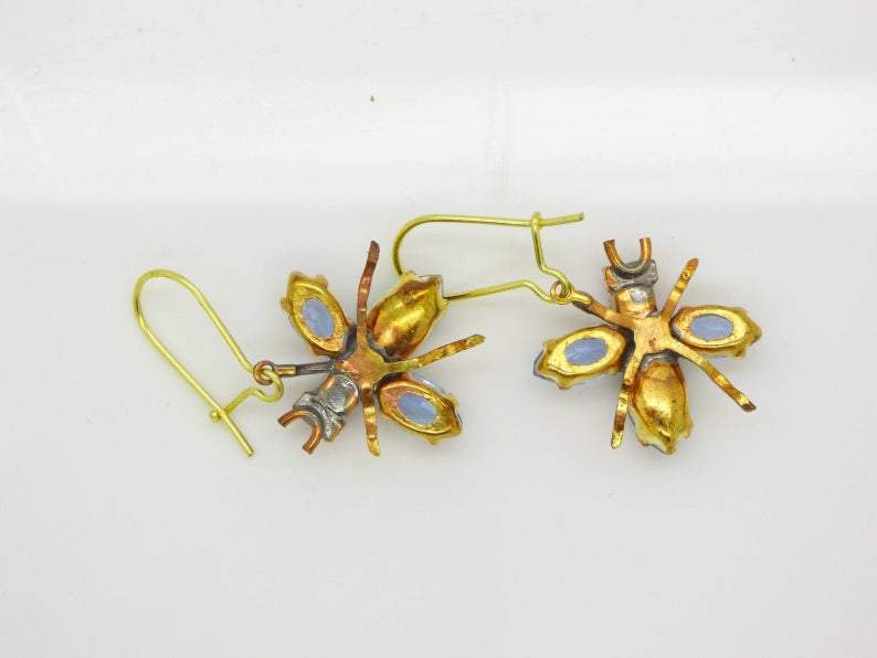 Czech Glass Fly Earrings, Pink Body - Vintage Lane Jewelry