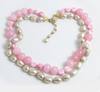 Miriam Haskell Pink Glass Beads and Baroque Glass Pearl 2 Strand Necklace - Vintage Lane Jewelry